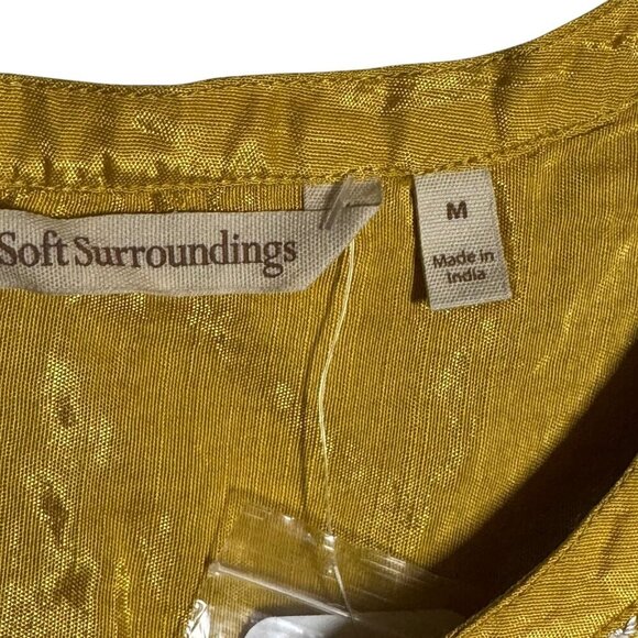 Soft Surroundings Size Medium Lauralin embroidered tunic beaded NWT mustard - Picture 9 of 13